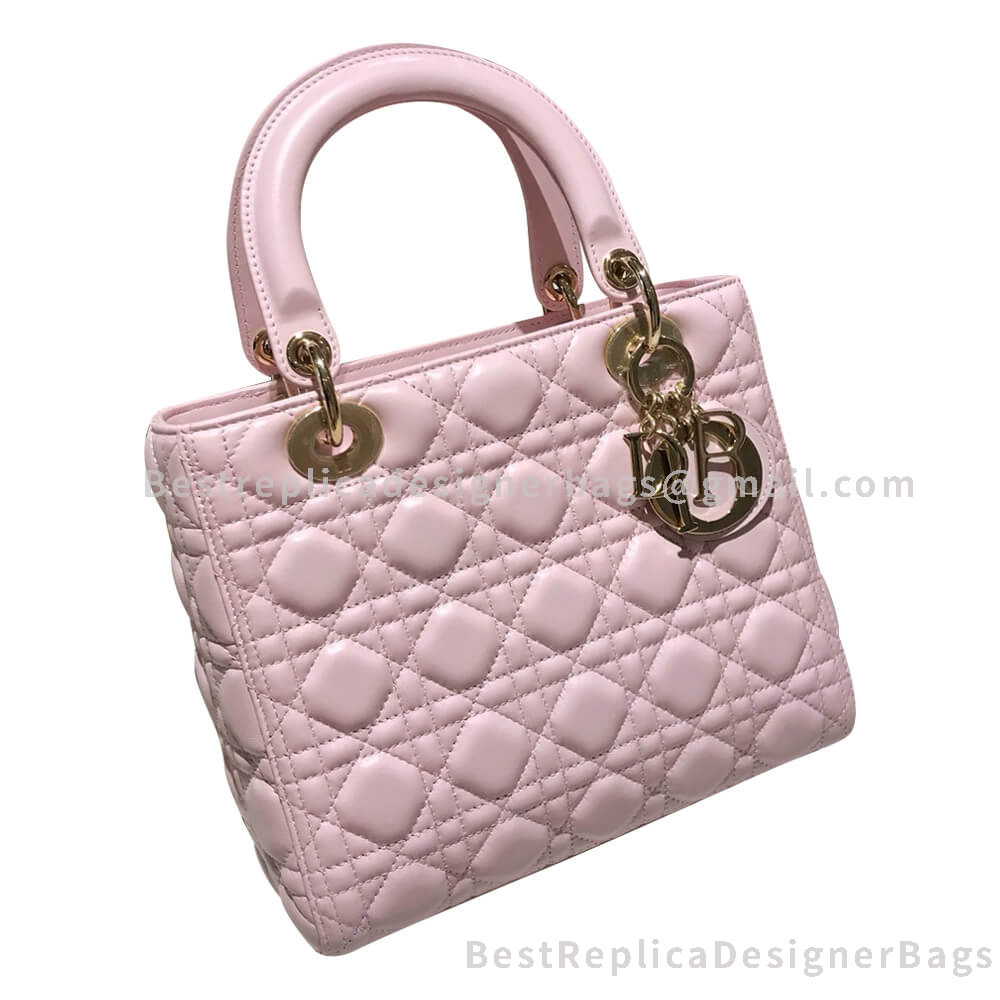 Dior Medium Lady Dior Ultra-Matte Bag Pink GHW